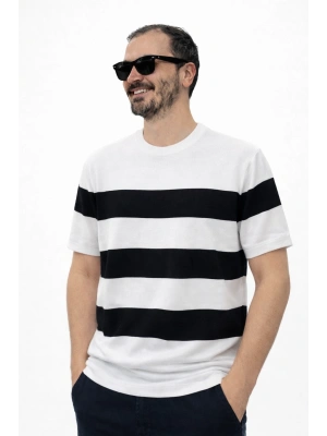 Beyaz Siyah Oversize Premium Selanik Örme Triko Tişört