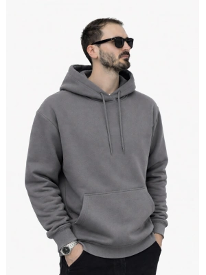 Antrasit Gri Premium 3 İplik Şardonlu Kumaş Kapşonlu Sweat