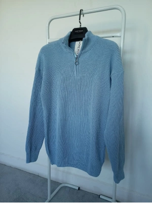 Bebe Mavi Selanik Örgü Yarım Femuar Detaylı Uzun Kollu Triko