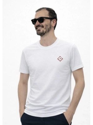 Beyaz Premium %100 Pamuklu Bisiklet Yaka T-Shirt