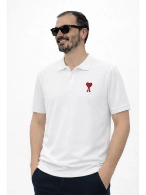 Beyaz Amr Premium %100 Pamuklu Polo Yaka T-Shirt