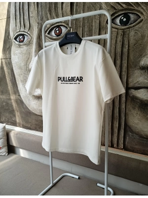 Beyaz Pb Kabartma Baskılı Marka Premium Yüksek Kalite Oversize T-Shirt
