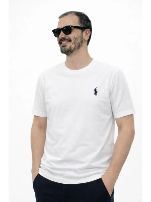 Beyaz Premium %100 Pamuklu Bisiklet Yaka T-Shirt