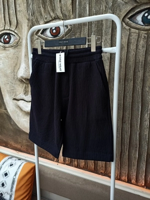 Siyah Raşel Nefes Alan Kumaş Cepli Beli Lastikli Erkek Şort