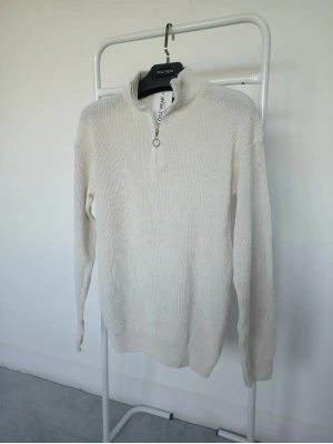 Ekru & Kırık Beyaz Selanik Örgü Yarım Femuar Detaylı Uzun Kollu Triko