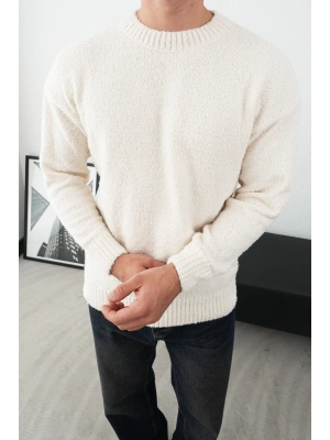 Ekru Marrakech Premium Sıfır Yaka Triko Kazak