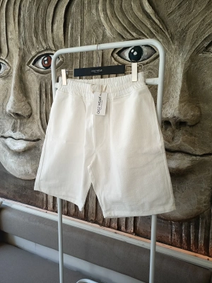 Ham Keten Ekru Cepli Beli Lastikli & Bağcıklı Erkek Şort
