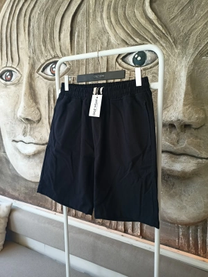 Ham Keten Siyah Cepli Beli Lastikli & Bağcıklı Erkek Şort