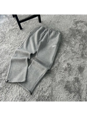 Karmelanj Gri Stwd Premium Nakış Logo Detaylı Baggy Fit Eşofman Altı