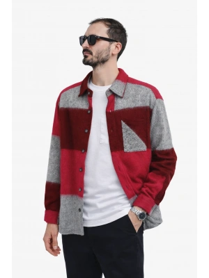 Kırmızı Gri Marrakech %100 Pamuklu Premium Oduncu Gömlek