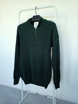 Koyu Yeşil Selanik Örgü Yarım Femuar Detaylı Uzun Kollu Triko