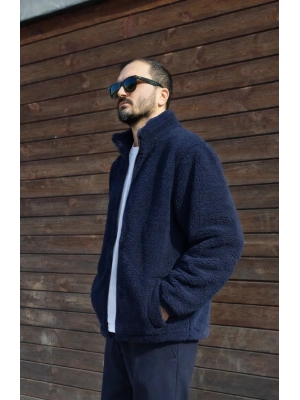 Lacivert Unisex Astarlı Premium Peluş Mont