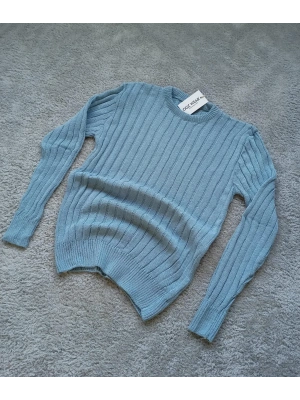 Mavi Bisiklet Yaka Premium Pamuklu Triko Kazak