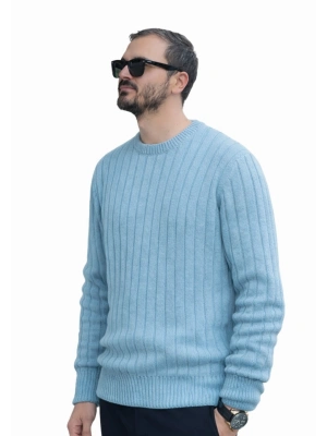 Mavi Bisiklet Yaka Premium Pamuklu Triko Kazak