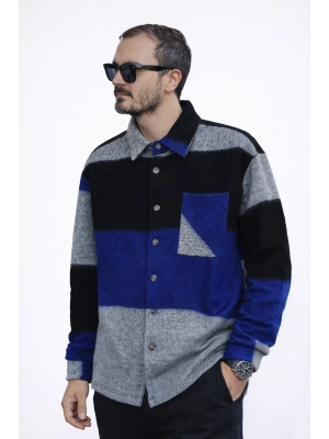Mavi Gri Siyah Marrakech %100 Pamuklu Premium Oduncu Gömlek