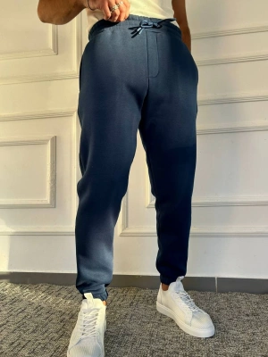 Petrol Mavi Premium 3 İplik Şardonlu Yüksek Kalite Lastik Paça Eşofman Altı