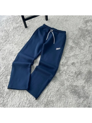 Petrol Mavi Stwd Premium Nakış Logo Detaylı Baggy Fit Eşofman Altı