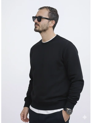 Siyah 3 İplik Şardonlu Premium Kumaş Sweat