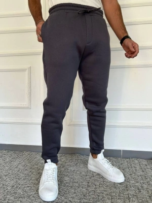 Antrasit Gri Premium 3 İplik Şardonlu Yüksek Kalite Lastik Paça Eşofman Altı