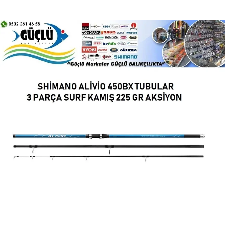 3 Parça Surf Kamış Shimano Alivio 450Bx Tubular 225Gr Aksiyonlu