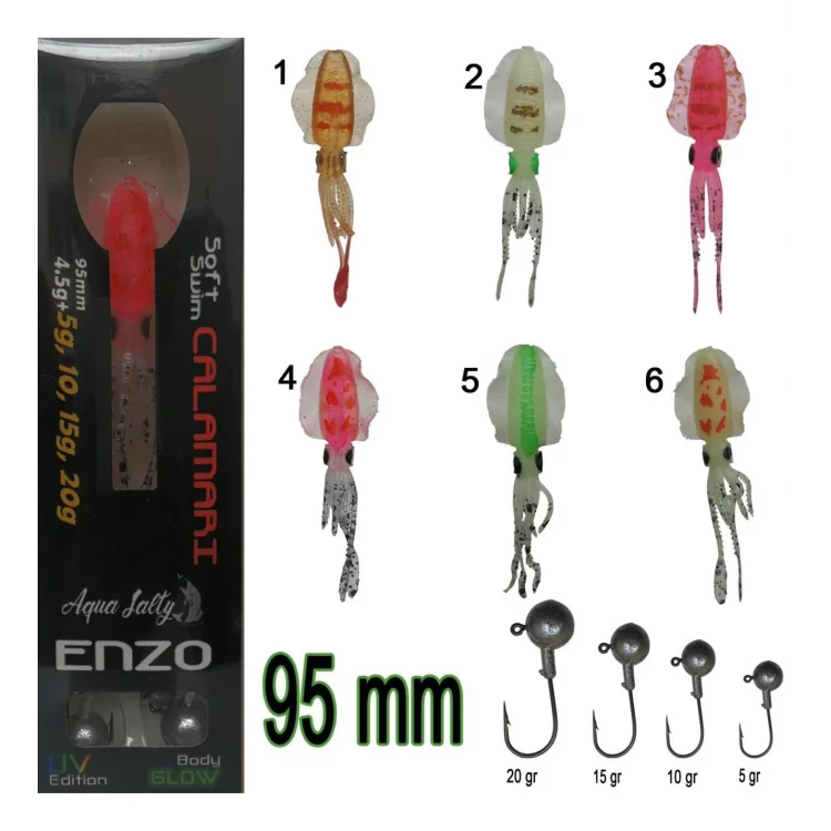 Silikon Ahtapot Aquasalty Enzo Soft Swim Calamari 95Mm + Jig Head Renk:05