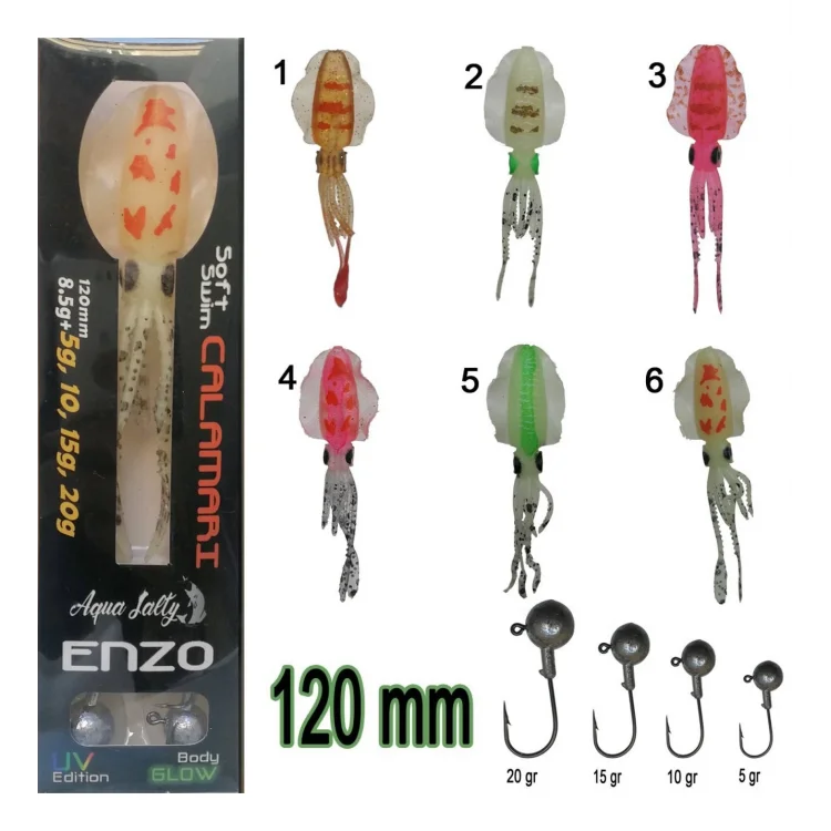 Aquasalty Enzo Soft Swim Calamari 120Mm + Jig Head Renk:03