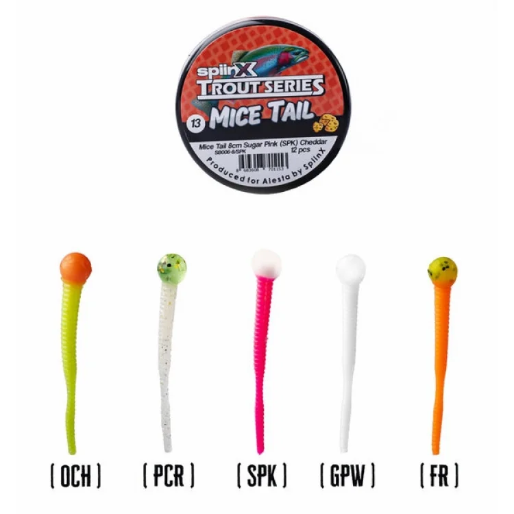 SPIINX MICE TAIL 8CM 12 Li CHDR-GLOW PEARL WHITE 03 PEYNİRLİ SİLİKON YEM