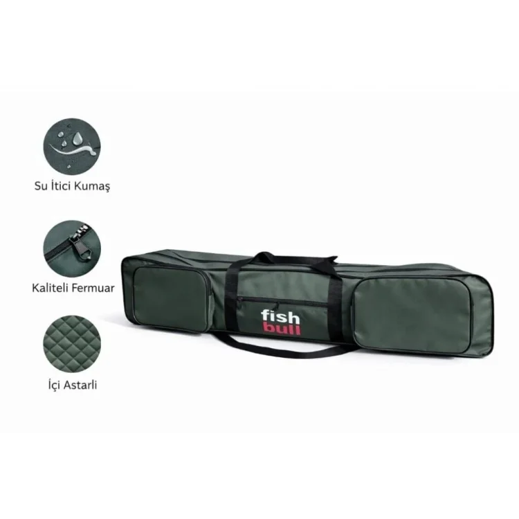 Fish Bull Pro 140 cm 4 Göz Yeşil Renk Olta Kamış Çantası