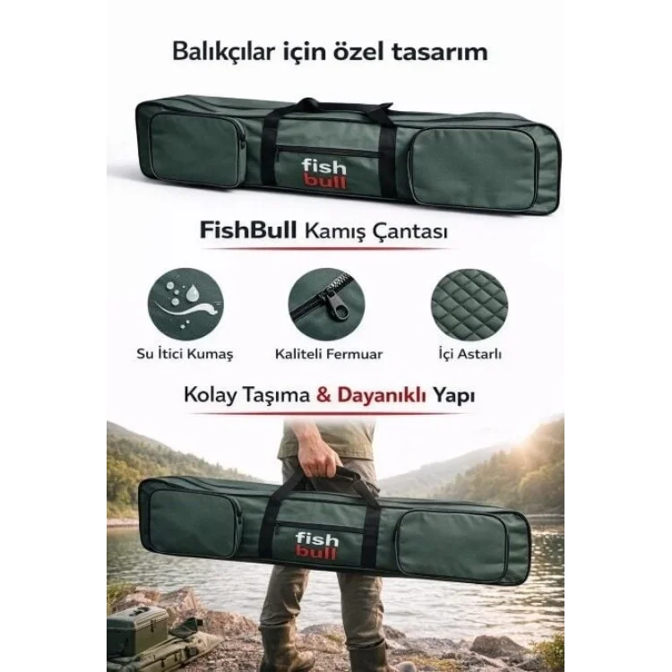 Fish Bull Pro 140 cm 4 Göz Yeşil Renk Olta Kamış Çantası