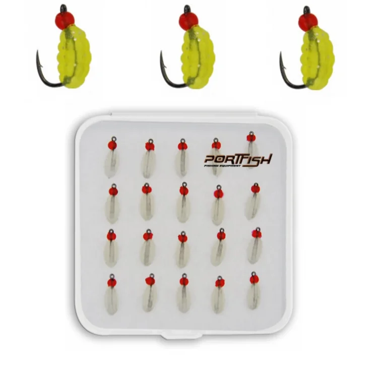 Portfish Kurtcuk Silikon Yem 20 li Paket Renk: Açık Yeşil