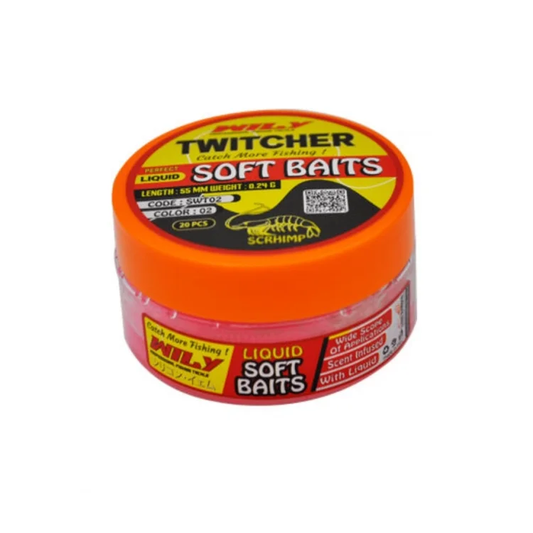 Wily Twitcher Sıvılı Silikon Yem 55 mm 20 Adet Renk: 01 Glow