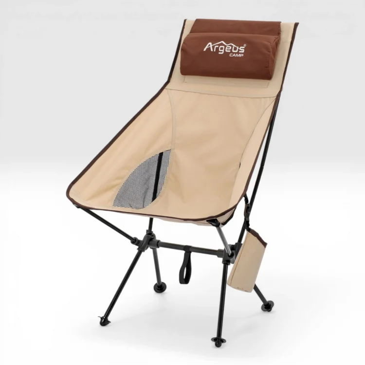 Argeus  Aero Katlanabilir 120Kg Kamp Sandalyesi - Bardaklıklı - Kahve/Kum