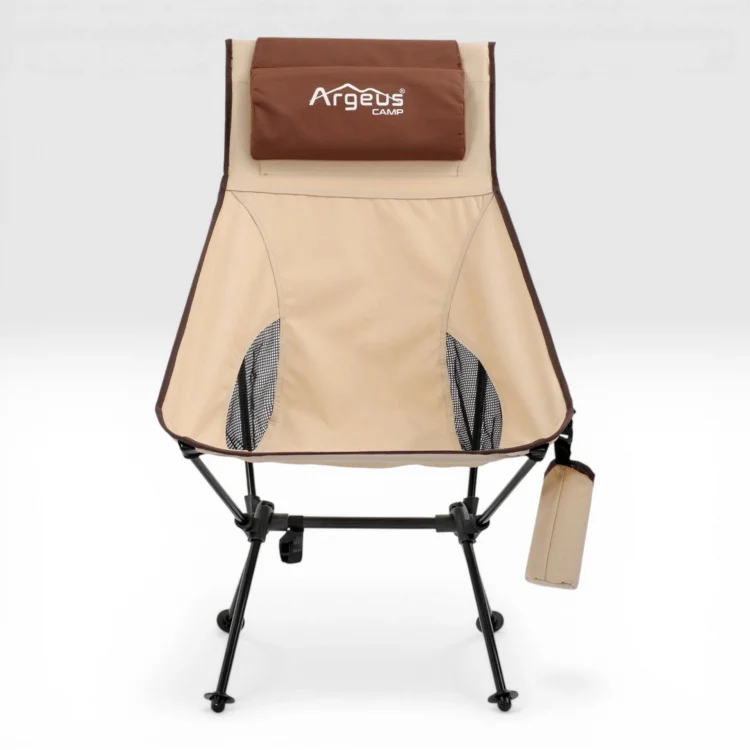 Argeus  Aero Katlanabilir 120Kg Kamp Sandalyesi - Bardaklıklı - Kahve/Kum