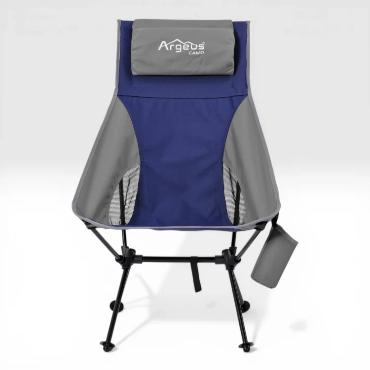 Argeus Aero Katlanabilir 120Kg Kamp Sandalyesi - Bardaklıklı - Mavi/Gri