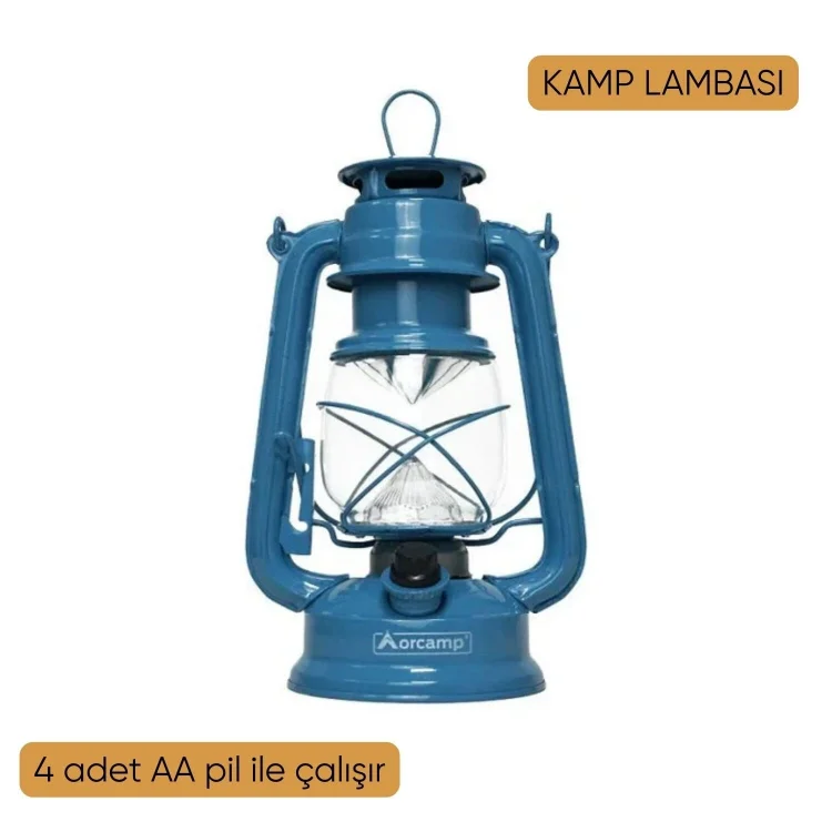 Argeus Kamp Keyfi Hediye Seti - Retro Fener ve Emaye Bardaklar (3 Parça)