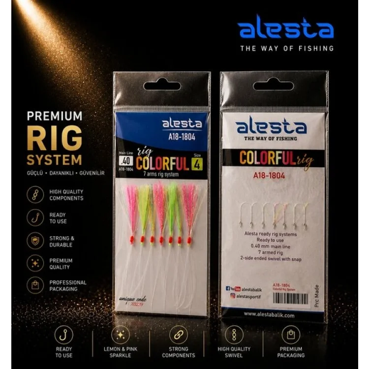 Alesta COLORFUL RIG X0239 7 Köstek Hazır Takım 0,35MM İğne NO:6