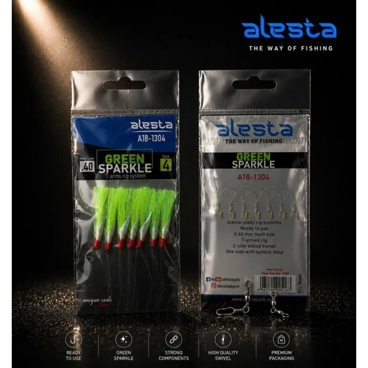 ALESTA GREEN SPARKLE RIG X0244 7 KÖSTEKLİ HAZIR TAKIM 0.37MM NO:6 İĞNE