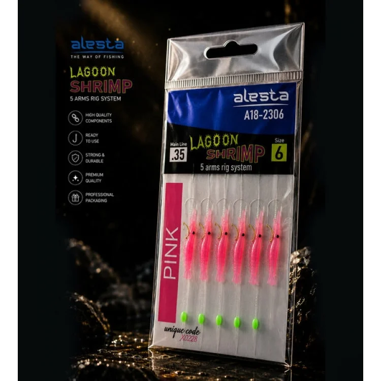 ALESTA LAGOON SHRIMP RIG X0288 5 KÖSTEK 0.35MM NO:6 İĞNE RENK:PINK
