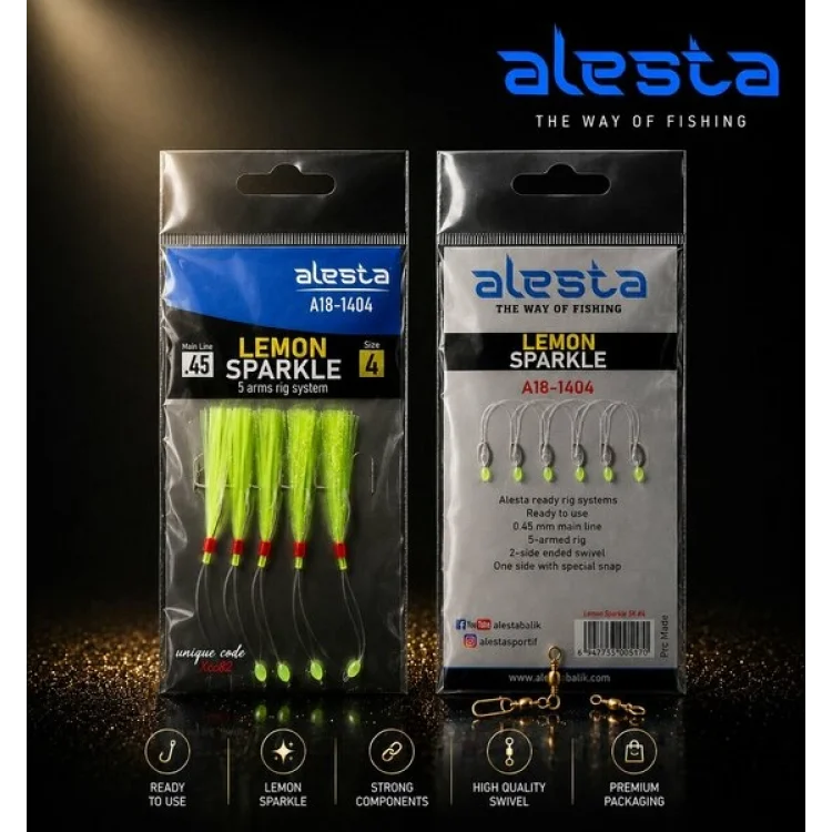 ALESTA LEMON SPARKLE RIG X0262 5 KÖSTEKLİ HAZIR TAKIM 0.37MM NO:8 İĞNE