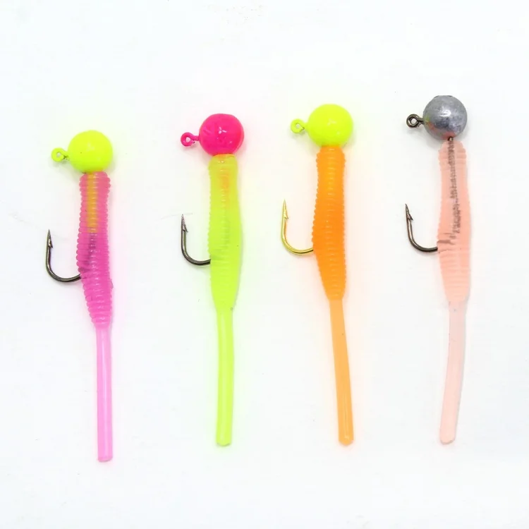 Captain 3521 Mini Worm 4.5cm Jig Headli LRF Silikonu 5li SET Renk:04