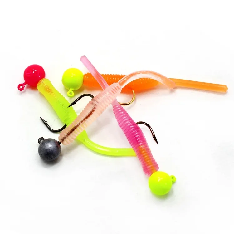 Captain 3521 Mini Worm 4.5cm Jig Headli LRF Silikonu 5li SET Renk:04