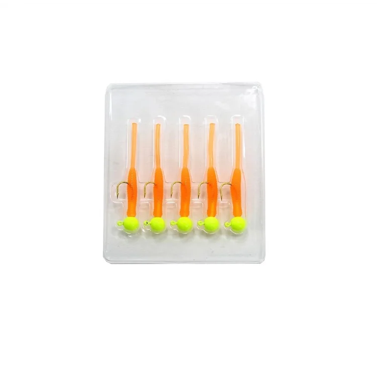 Captain 3521 Mini Worm 4.5cm Jig Headli LRF Silikonu 5li SET Renk:01