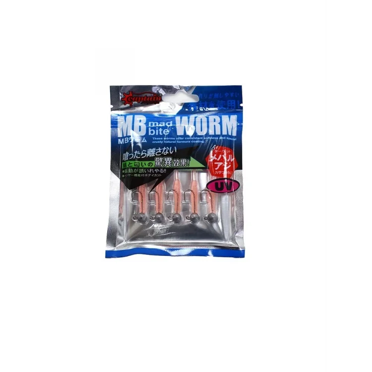 Captain 3521 Mini Worm 4.5cm Jig Headli LRF Silikonu 5li SET Renk:04