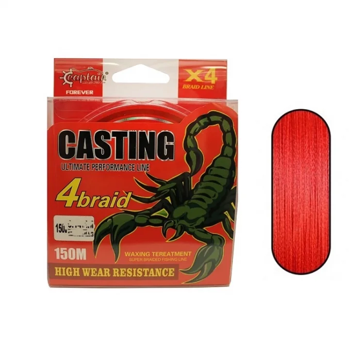 Captain Casting Pe 4 Kat Spin İp Misina 0,06Mm 150Mt Kırmızı