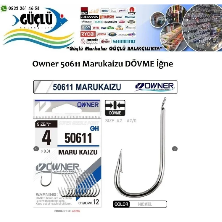 Dövme İğne Mükemmel Kalite Owner 50611 Marukaizu İğne No: 2/0