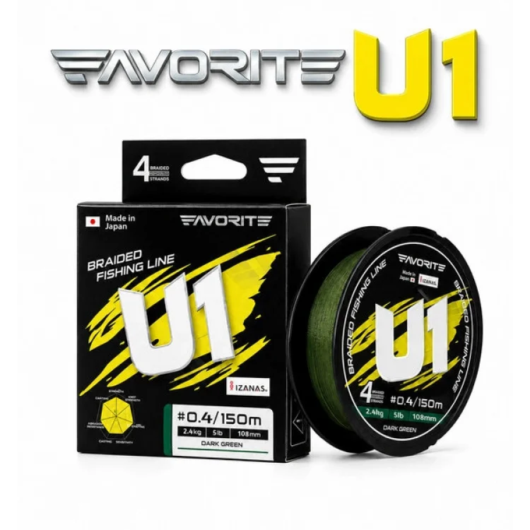 FAVORITE U1 PE X4 150M 0.108MM KOYU YEŞİL AJİ LRF İP MİSİNA