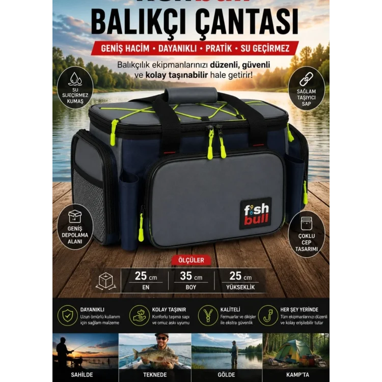 Fish Bull Cepli Balıkçı Çantası Gri renk