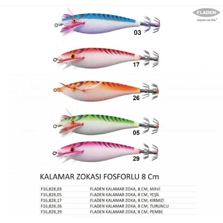 Fladen Kalamar Zokası Kurşunsuz Fosforlu 8Cm Renk:17