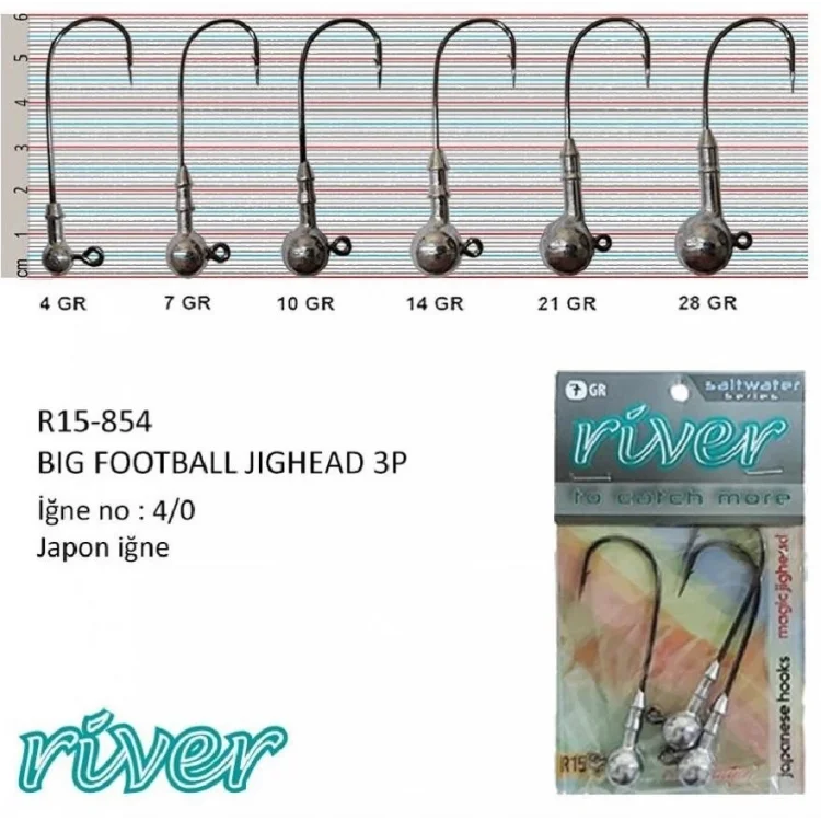 River Big Football Jighead 10Gr  3’Lü Paket