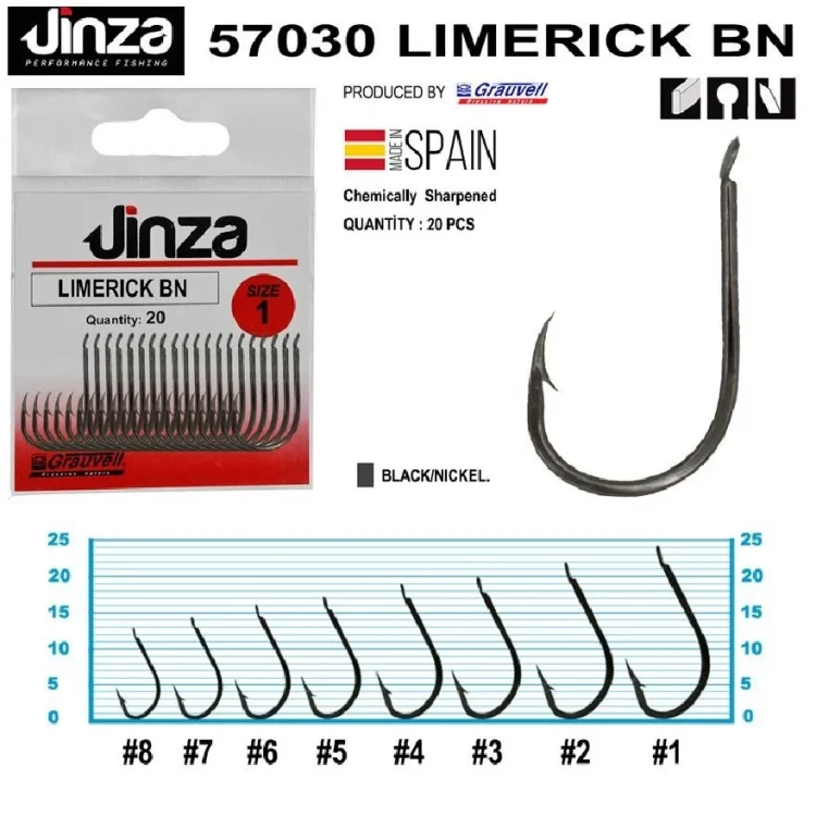 Jinza 57030 Limerik Bn Siyah Olta İğnesi 20’Li Paket No:5